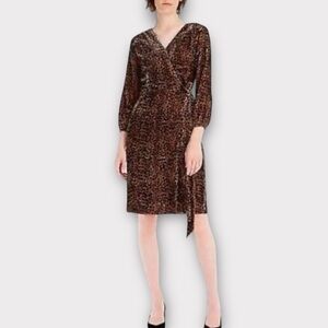 J Crew Wrap Dress in Drapey Velvet Blush Leopard dress